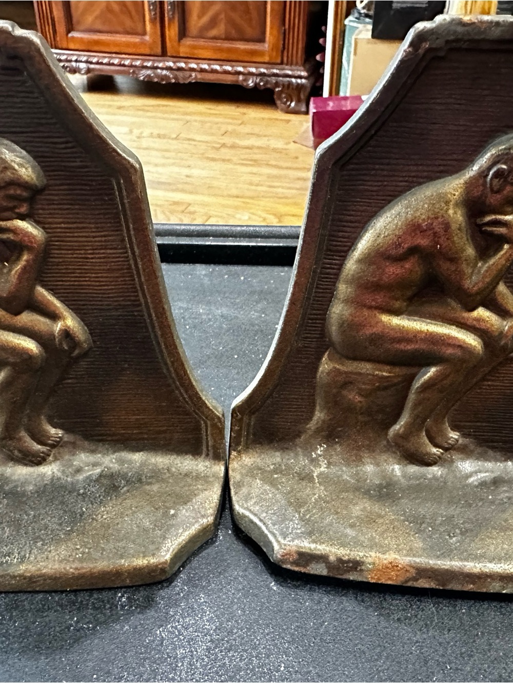 Think! Bronze-Tone Decorative Vanity Tray Bookends - Gold and Brown